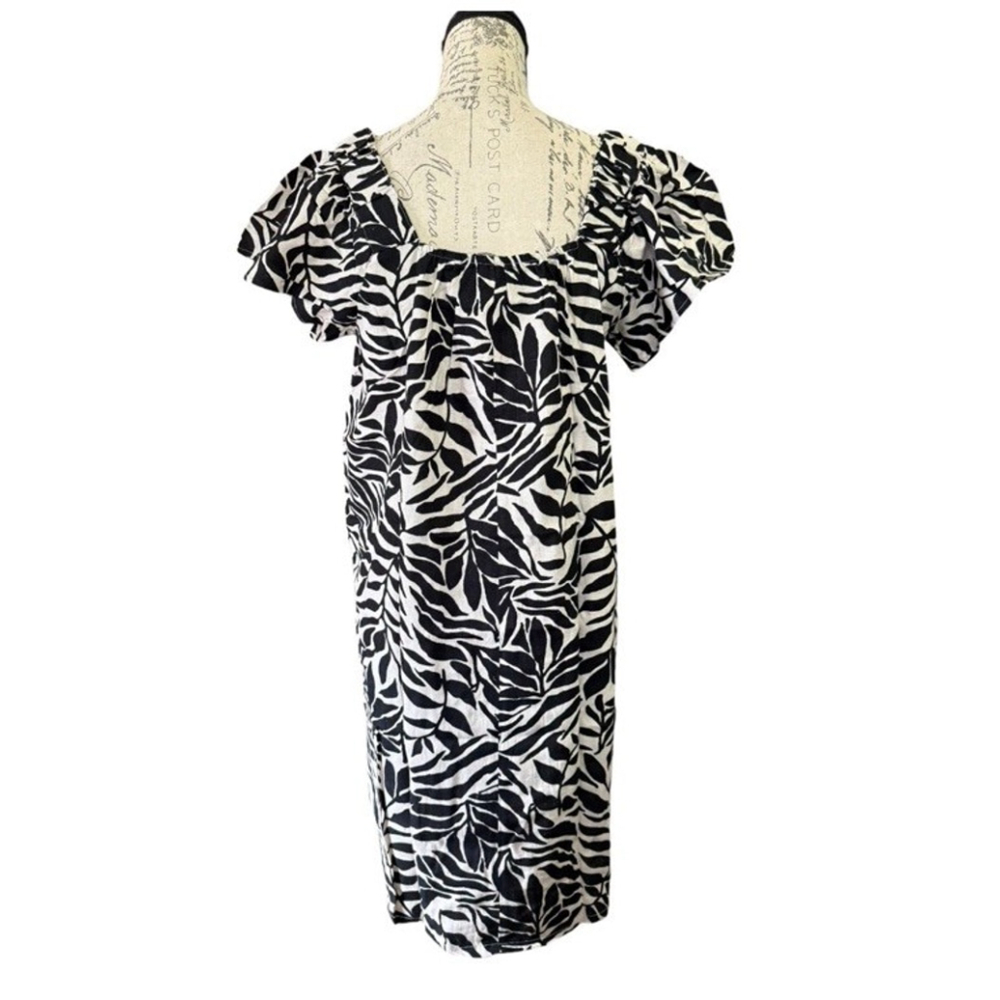 Nicole Miller Black White Linen Blend Dress Size Small - Picture 2 of 2